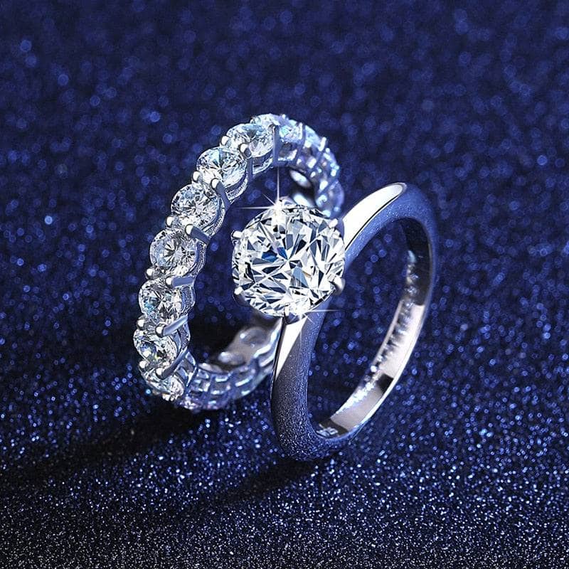 2ct Round Cut Diamond Bridal Ring Set-Black Diamonds New York