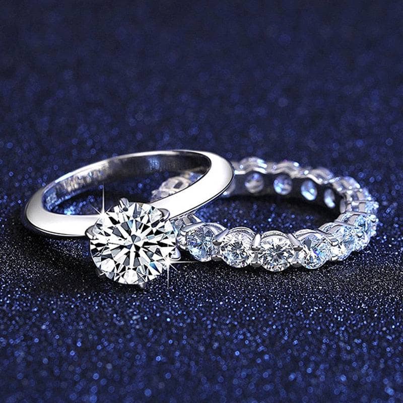 2ct Round Cut Moissanite Diamond Bridal Ring Set-Black Diamonds New York