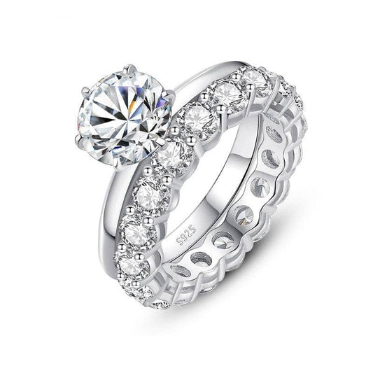 2ct Round Cut Moissanite Diamond Bridal Ring Set - Black Diamonds New York