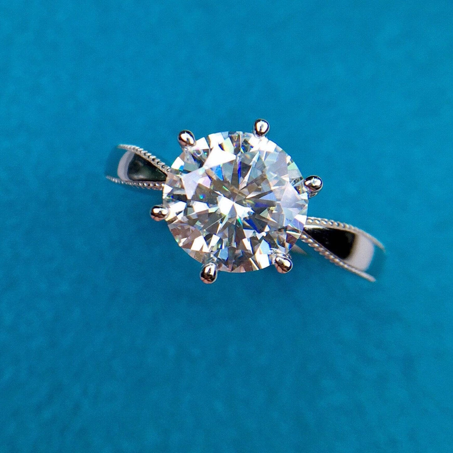 2ct Round Cut Moissanite Engagement Ring-Black Diamonds New York