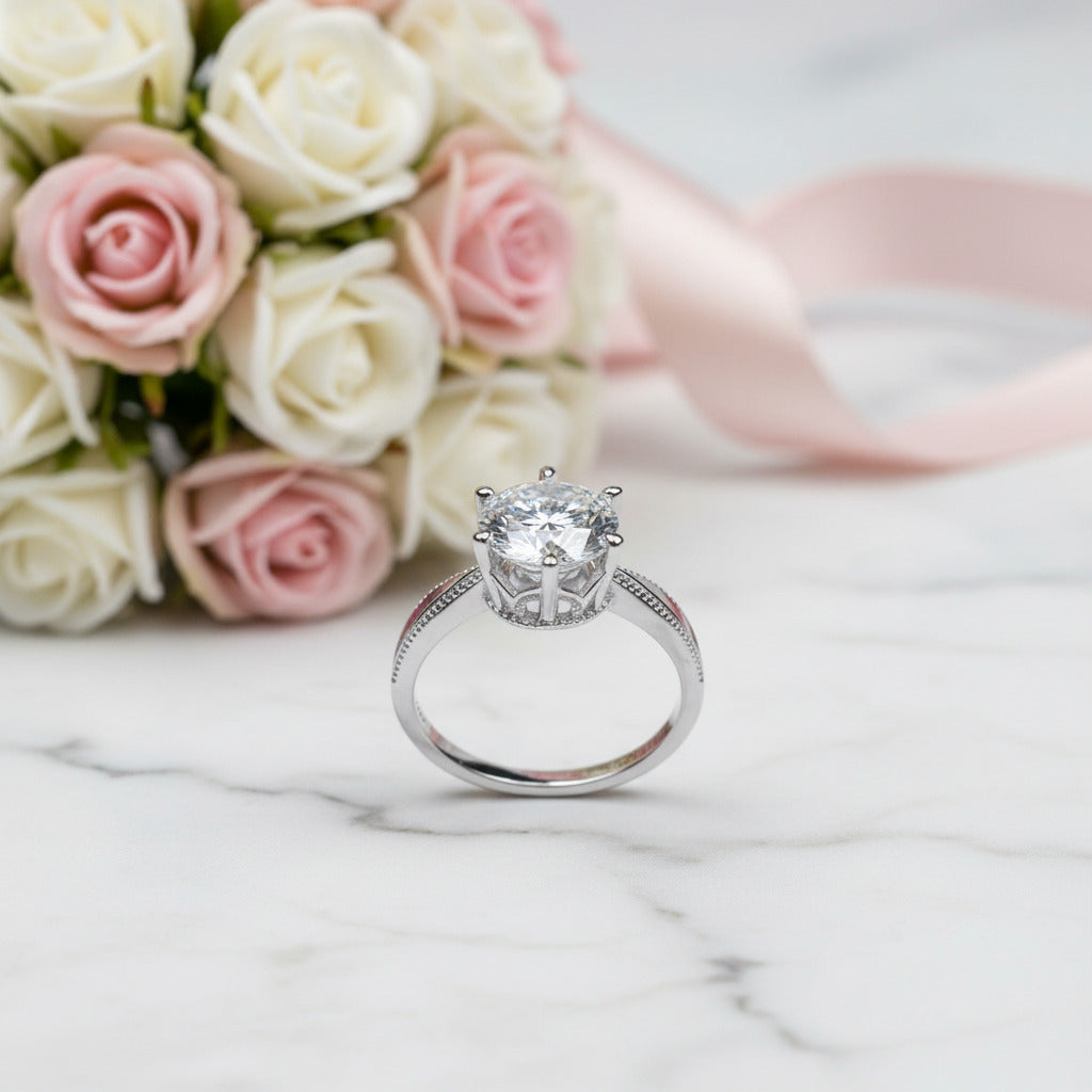 2.0 Ct Round Cut Diamond Option Engagement Ring-Black Diamonds New York