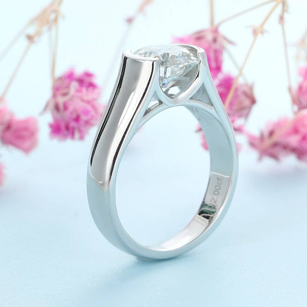 2ct Round Cut Moissanite Engagement Ring - Black Diamonds New York