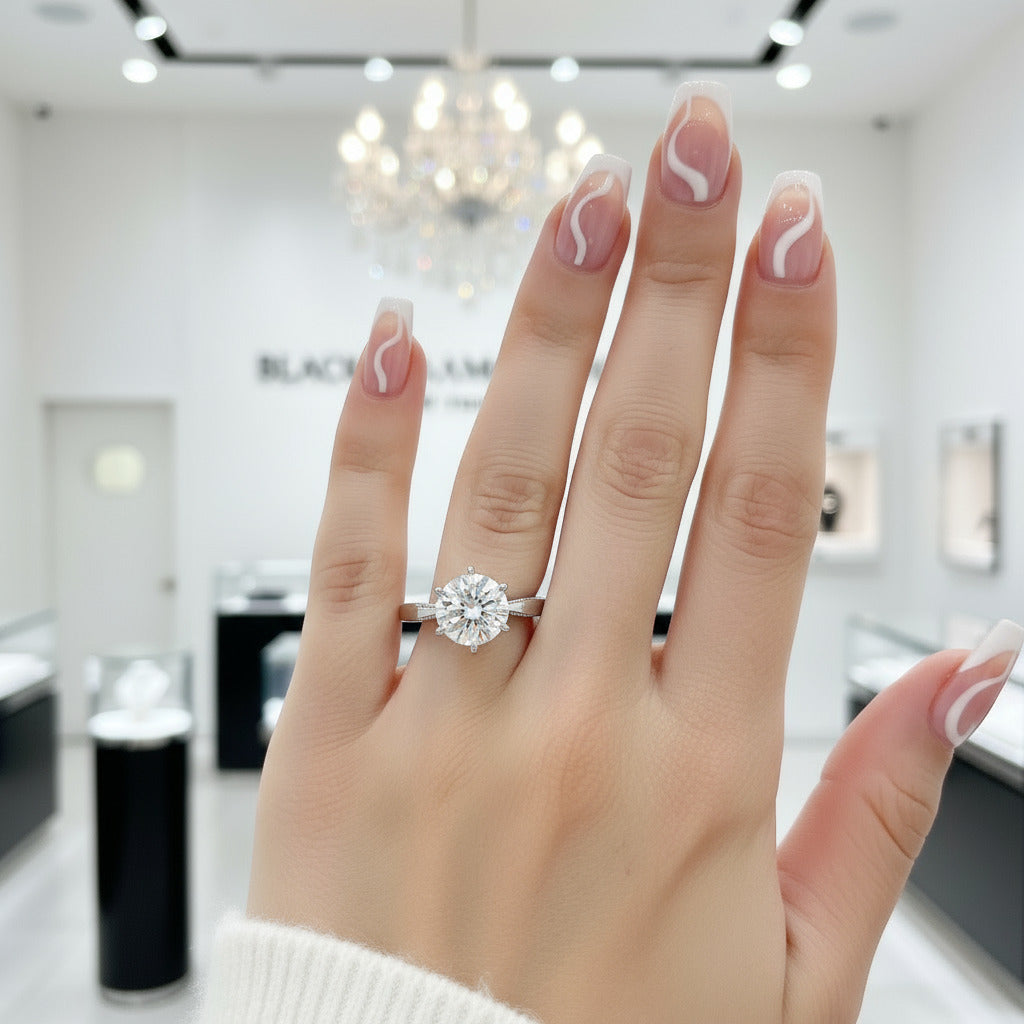 2.0 Ct Round Cut Diamond Engagement Ring-Black Diamonds New York