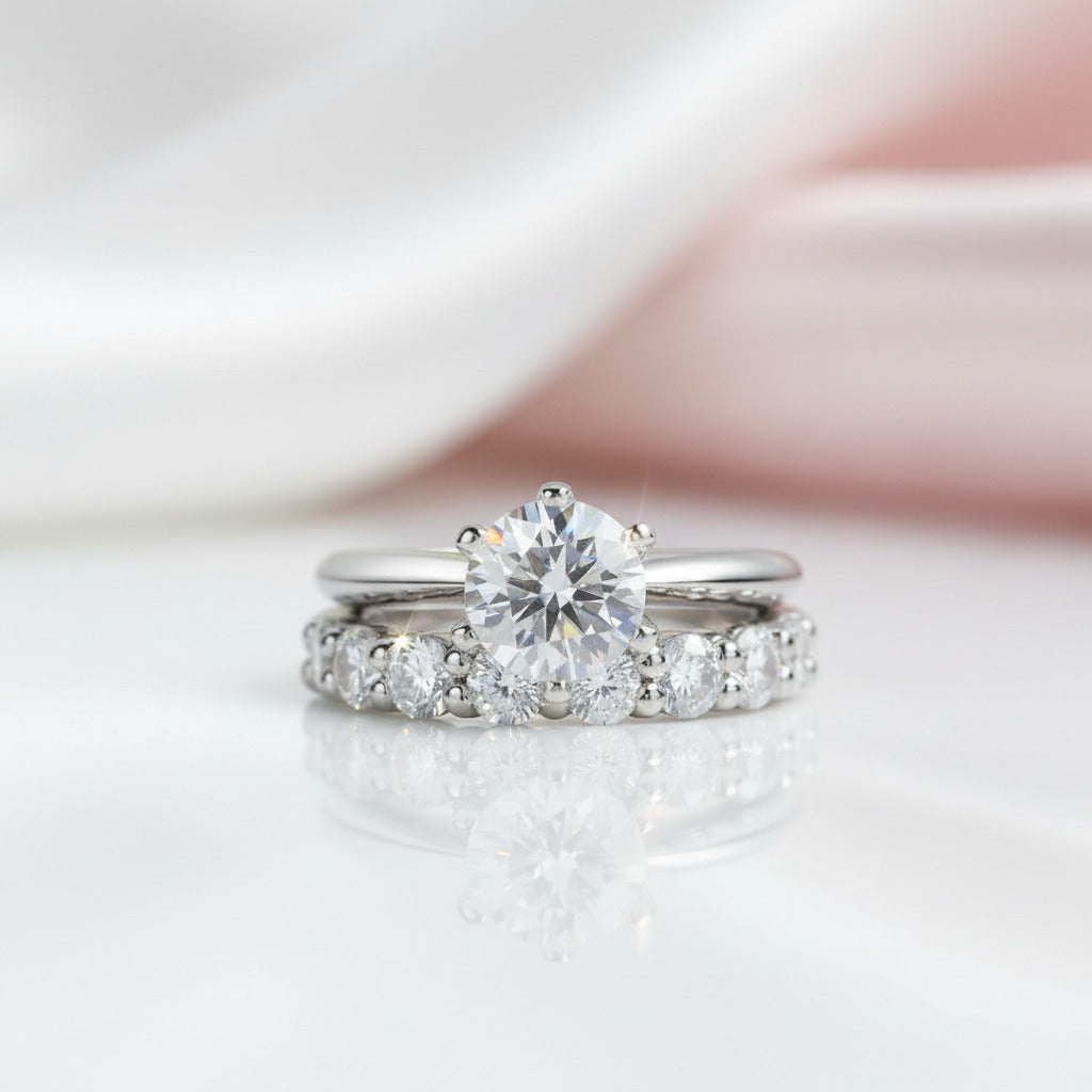 2ct Round Cut Diamond Option Eternity Ring Set-Black Diamonds New York