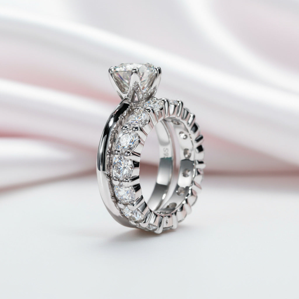 2ct Round Cut Diamond Eternity Ring Set-Black Diamonds New York