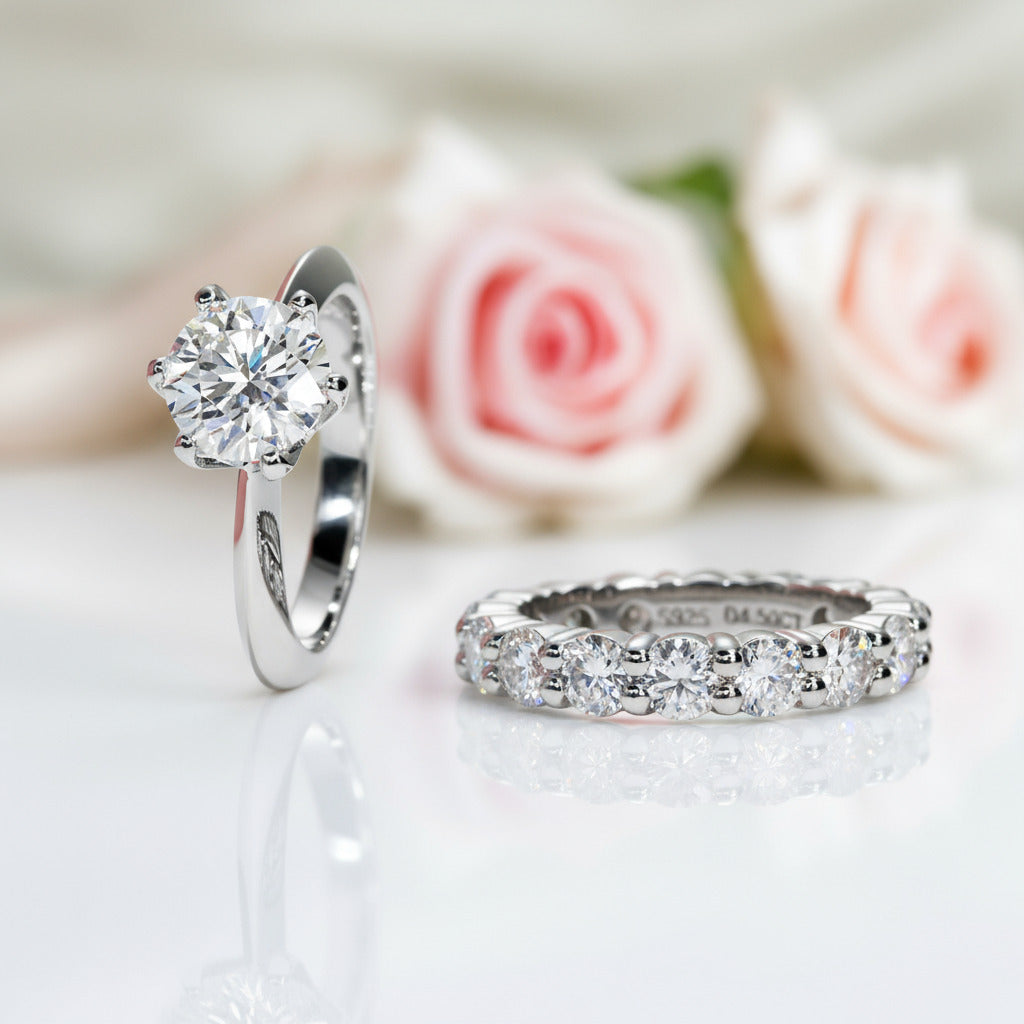 2ct Round Cut Diamond Eternity Ring Set-Black Diamonds New York