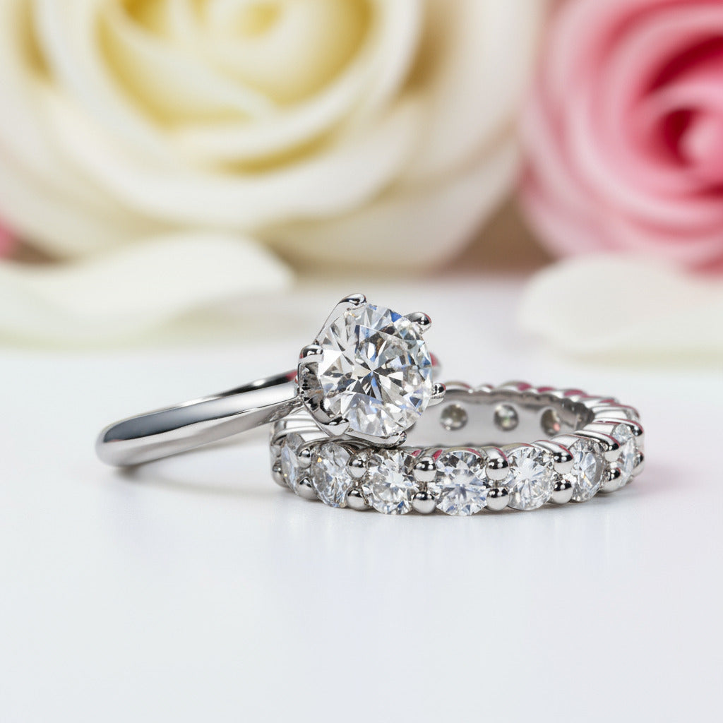 2ct Round Cut Diamond Eternity Ring Set-Black Diamonds New York