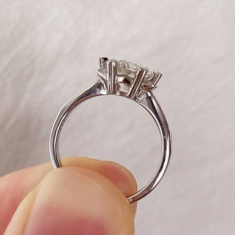 2ct Round Cut Moissanite Flower Engagement Ring - Black Diamonds New York