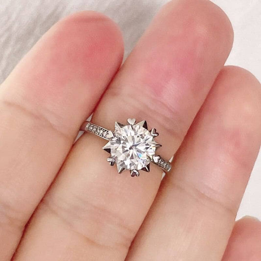 2ct Round Cut Moissanite Flower Engagement Ring-Black Diamonds New York