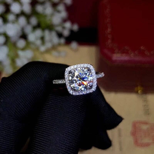 2ct Round Cut Diamond Halo Engagement Ring-Black Diamonds New York
