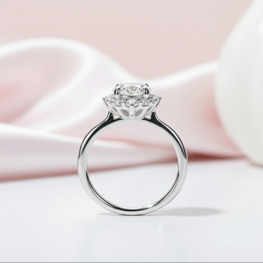 2ct Round Cut Diamond Halo White Gold Engagement Ring-Black Diamonds New York