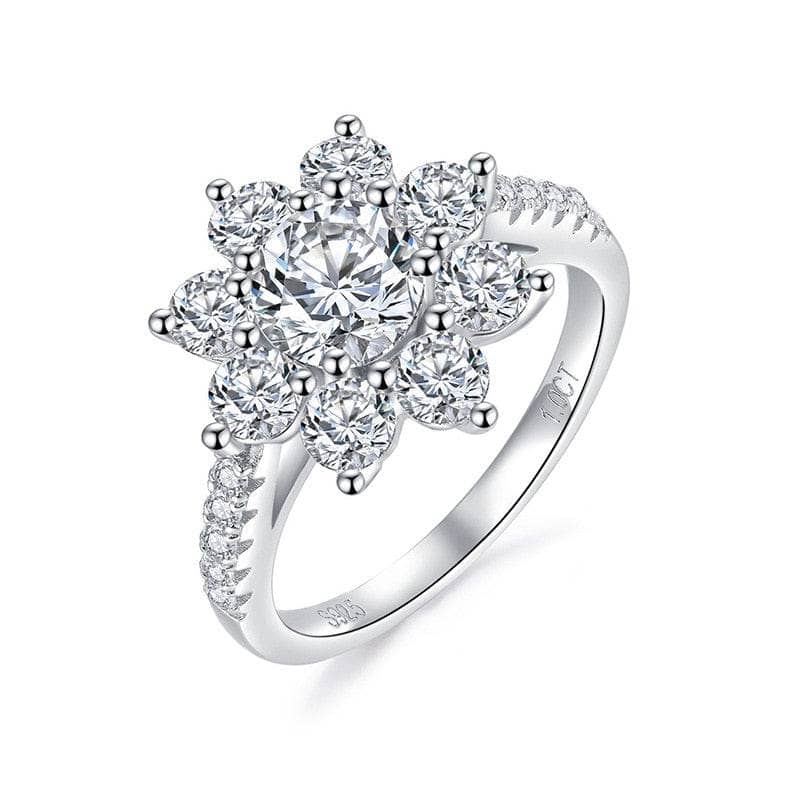 2ct Round Cut Diamond Sunflower Halo Engagement Ring-Black Diamonds New York
