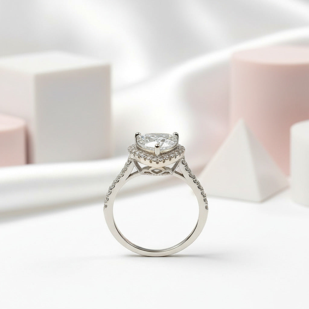 2.0 Ct Round Cut Diamond Heart Shape Engagement Ring-Black Diamonds New York