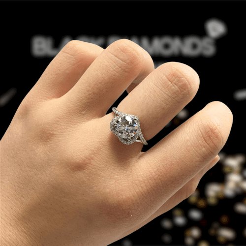 2ct Round Cut Moisssanite Heart Shape Engagement Ring-Black Diamonds New York