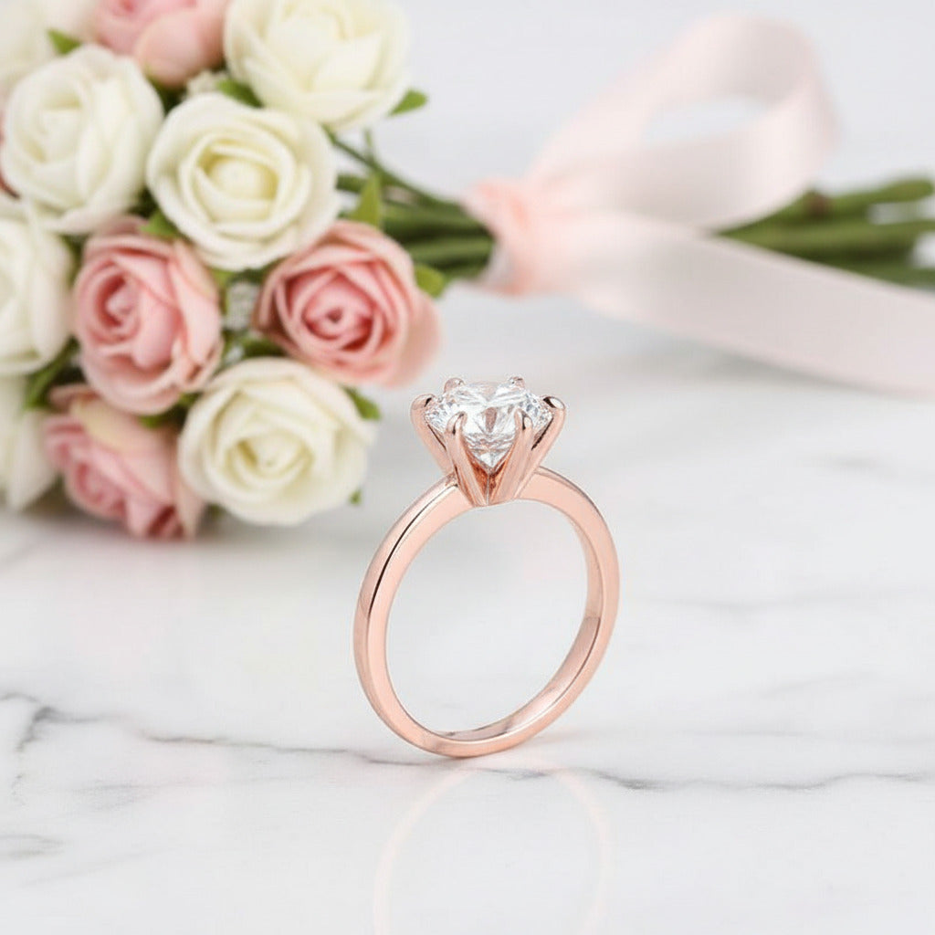 2CT Round Cut Rose Gold Wedding Ring Set-Black Diamonds New York