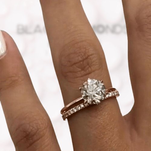 2CT Round Cut Rose Gold Wedding Ring Set-Black Diamonds New York