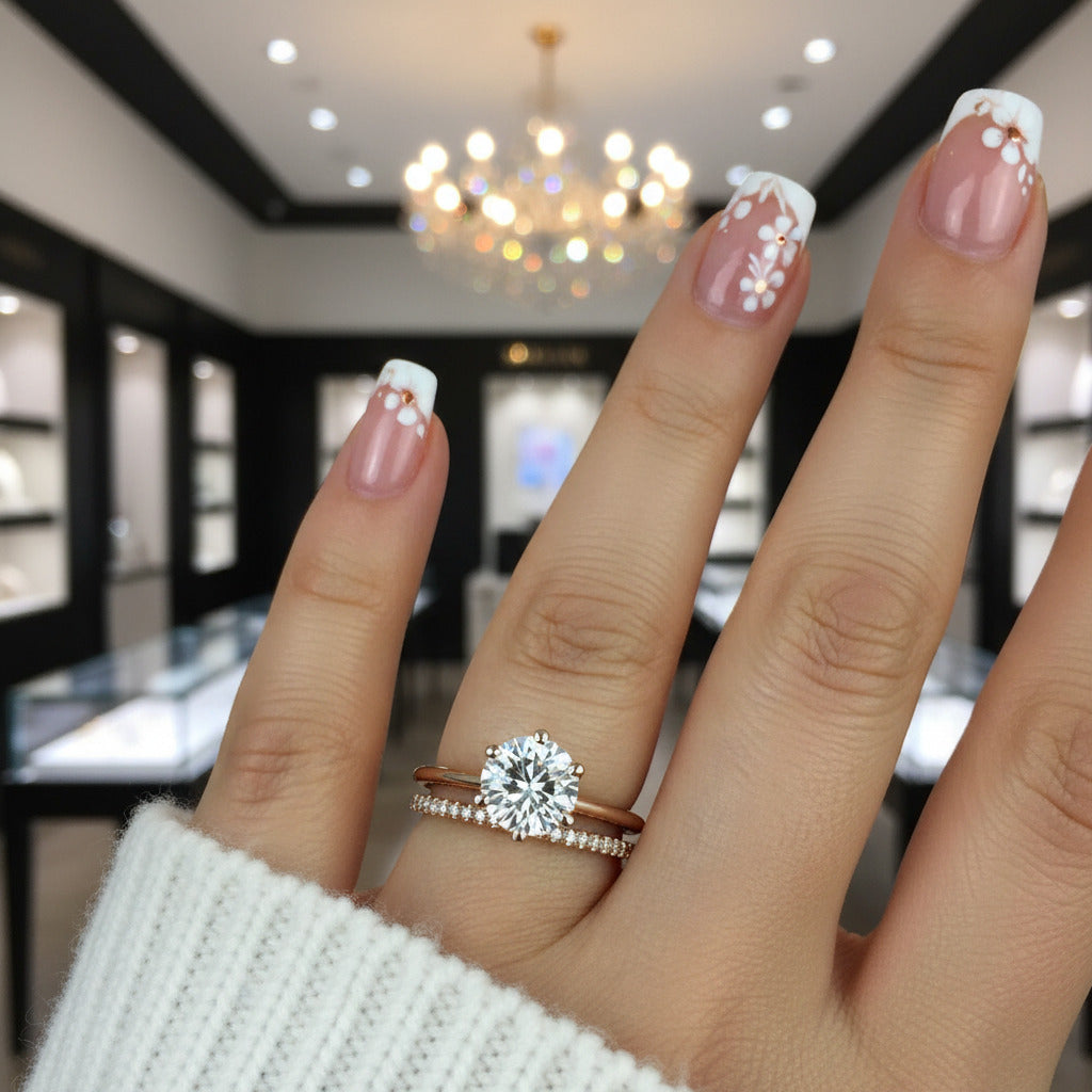 2CT Round Cut Rose Gold Wedding Ring Set-Black Diamonds New York