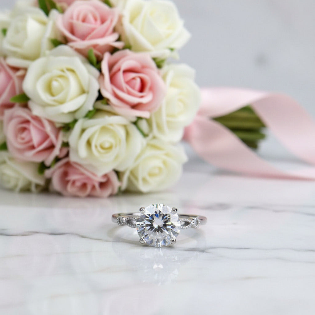 2.0 Ct Round Diamond Option Hollow Engagement Ring-Black Diamonds New York
