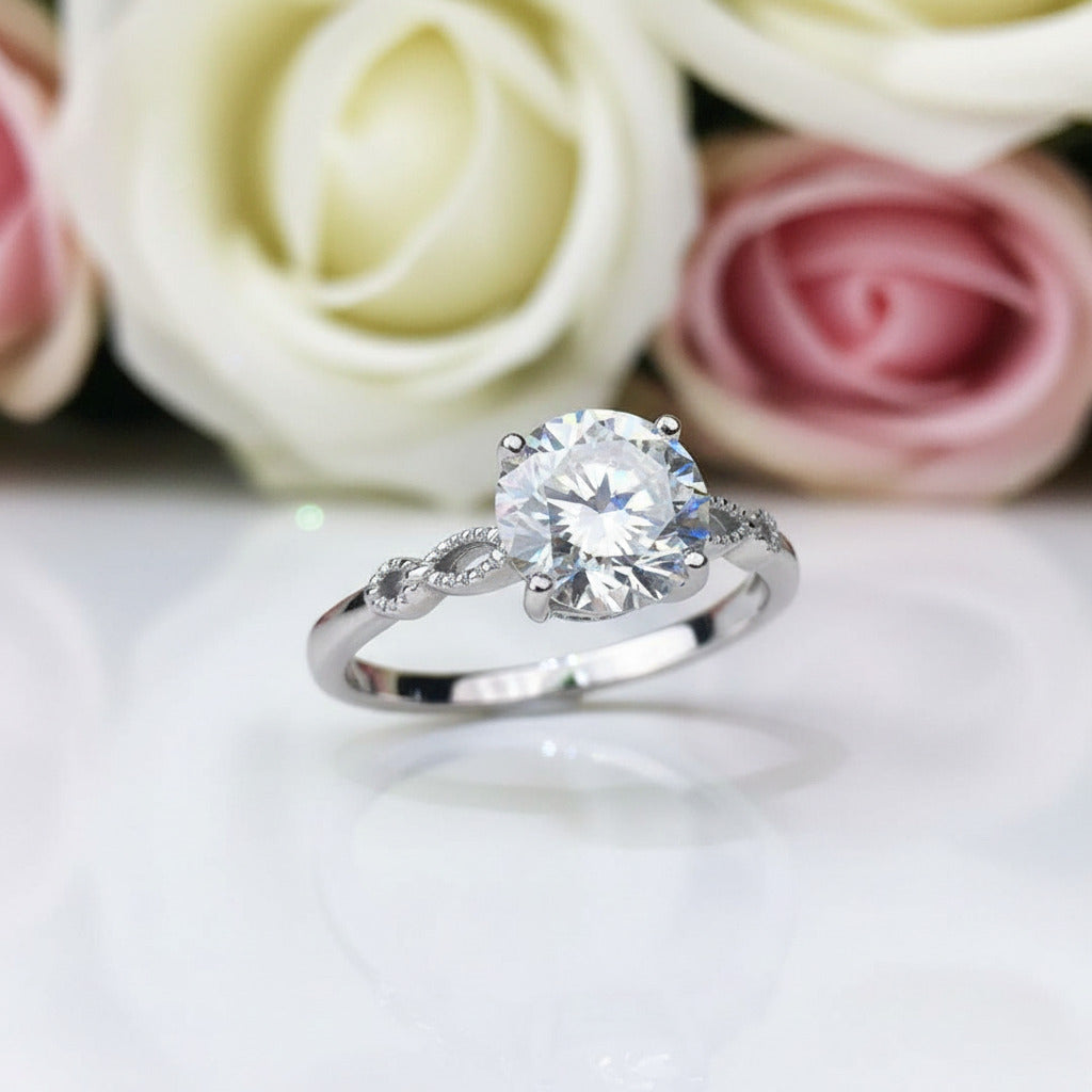 2.0 Ct Round Diamond Hollow Engagement Ring-Black Diamonds New York