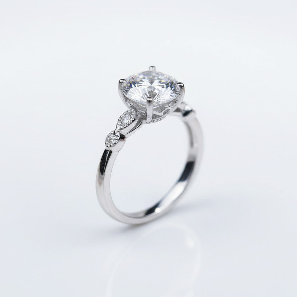 2.0 Ct Round Diamond Option Hollow Engagement Ring-Black Diamonds New York