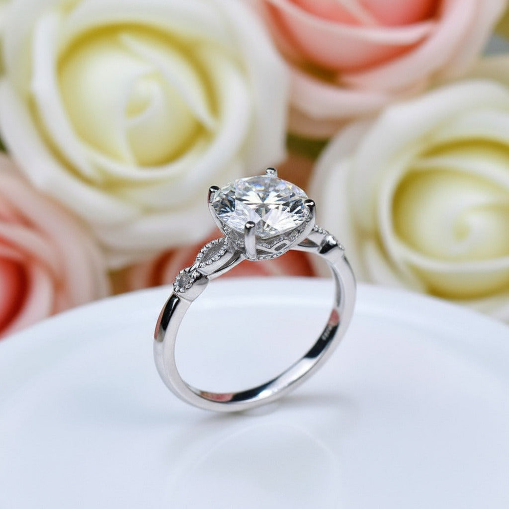 2.0 Ct Round Diamond Hollow Engagement Ring-Black Diamonds New York