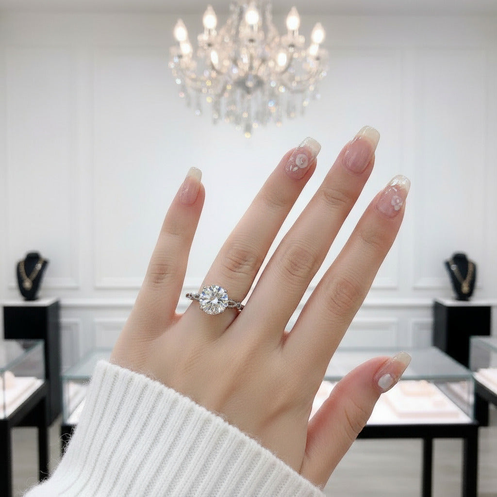 2.0 Ct Round Diamond Option Hollow Engagement Ring-Black Diamonds New York