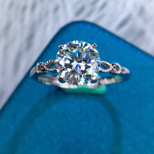 2ct Round Diamond Hollow Engagement Ring-Black Diamonds New York