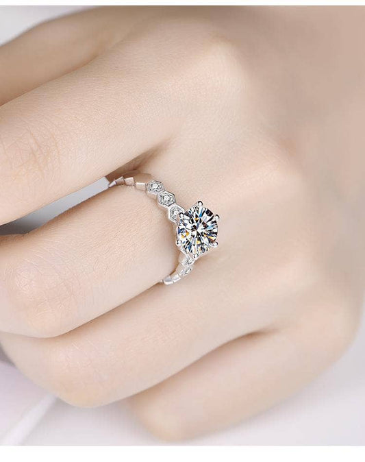 2ct Six Prong Honeycomb Diamond Engagement Ring-Black Diamonds New York