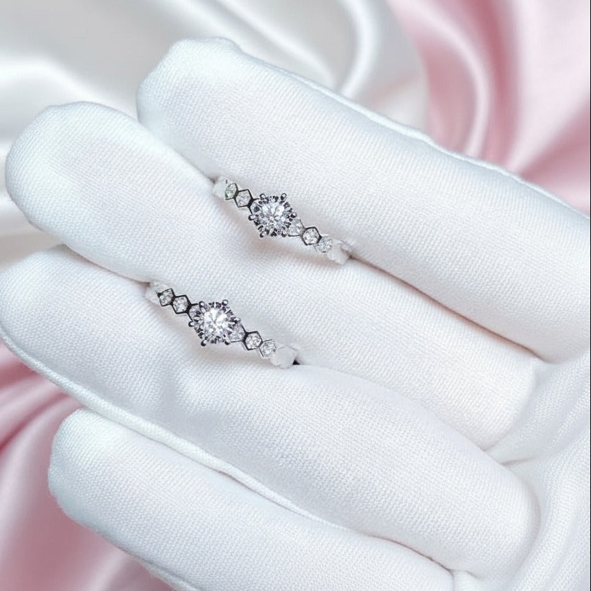 2ct Six Prong Honeycomb Diamond Engagement Ring-Black Diamonds New York