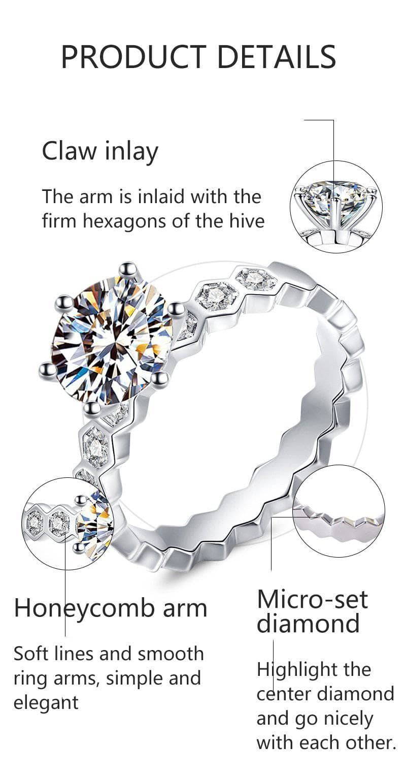 CVD Diamond Six Prong Honeycomb Moissanite Ring