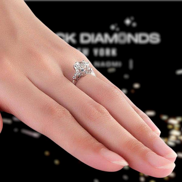 2ct Topaz 14K White Gold 0.038 Ct Natural Diamond Engagement Ring - Black Diamonds New York