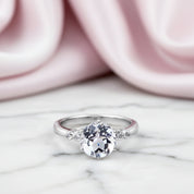 2ct Topaz 14k White Gold 0.038 Ct Natural Diamond Option Engagement Ring-Black Diamonds New York