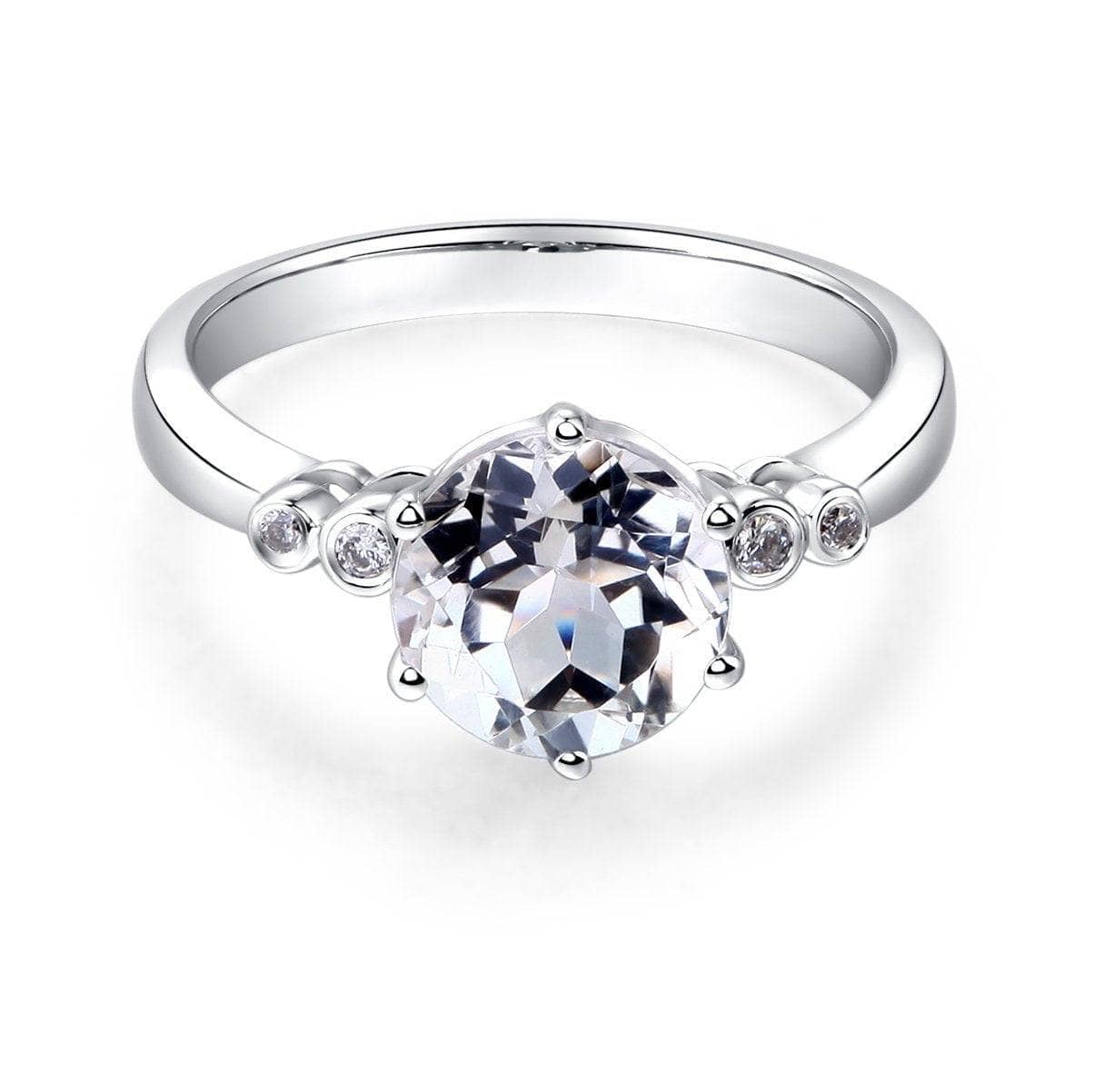 2ct Topaz 14K White Gold 0.038 Ct Natural Diamond Engagement Ring-Black Diamonds New York