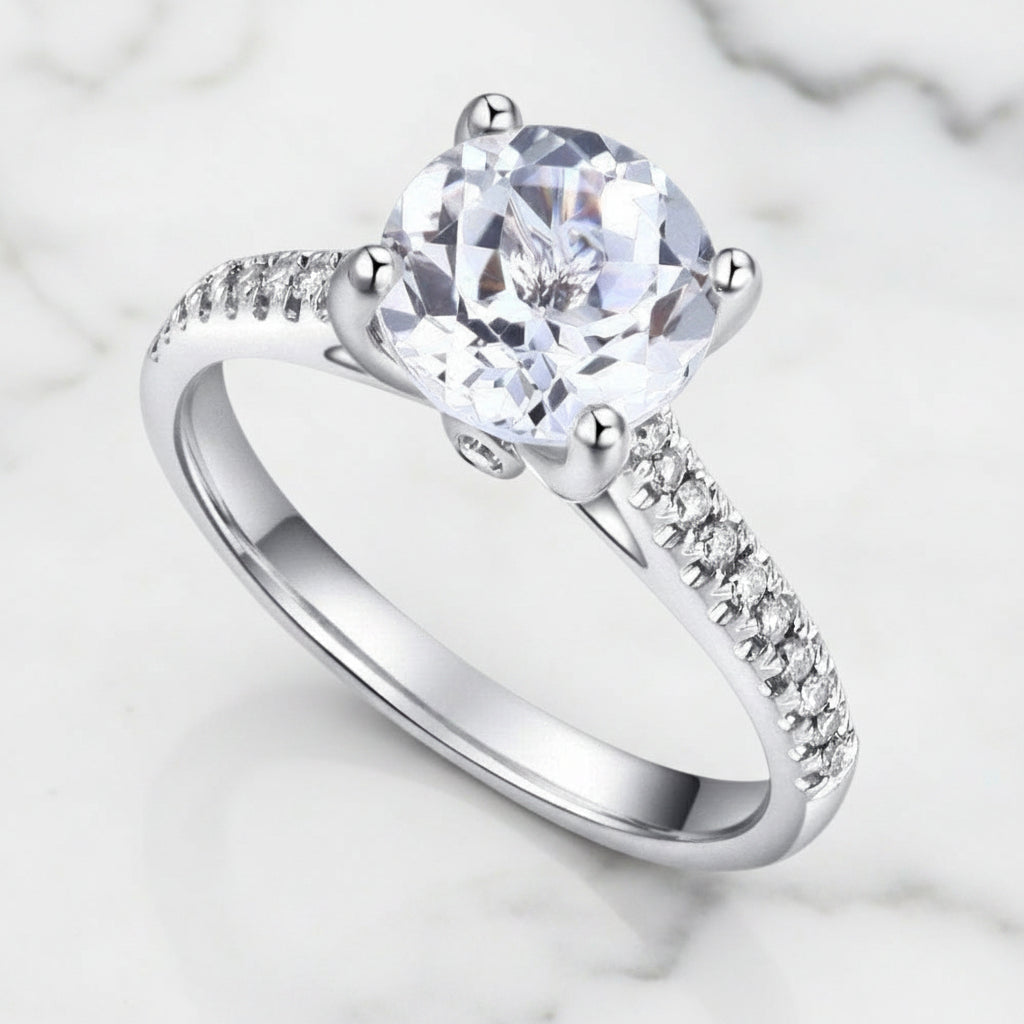2ct Topaz 14k White Gold 0.18ct Diamond Option Ring-Black Diamonds New York