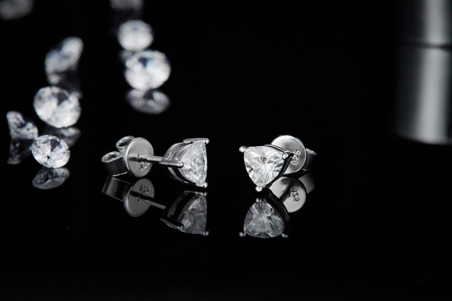 2CT Trillion Cut Moissanite Diamond Necklace and Earrings-Black Diamonds New York