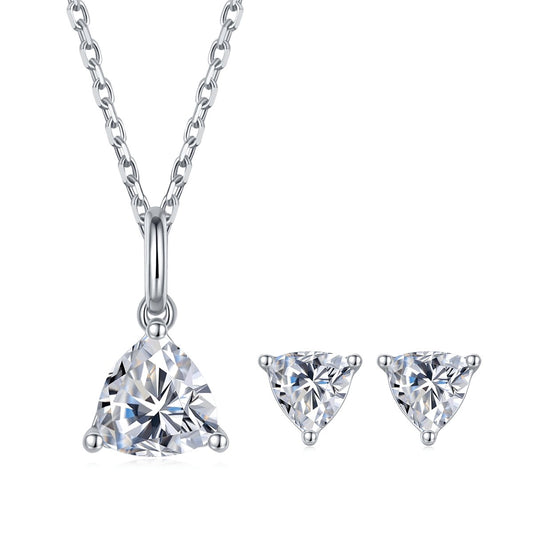 2CT Trillion Cut Diamond Necklace and Earrings-Black Diamonds New York
