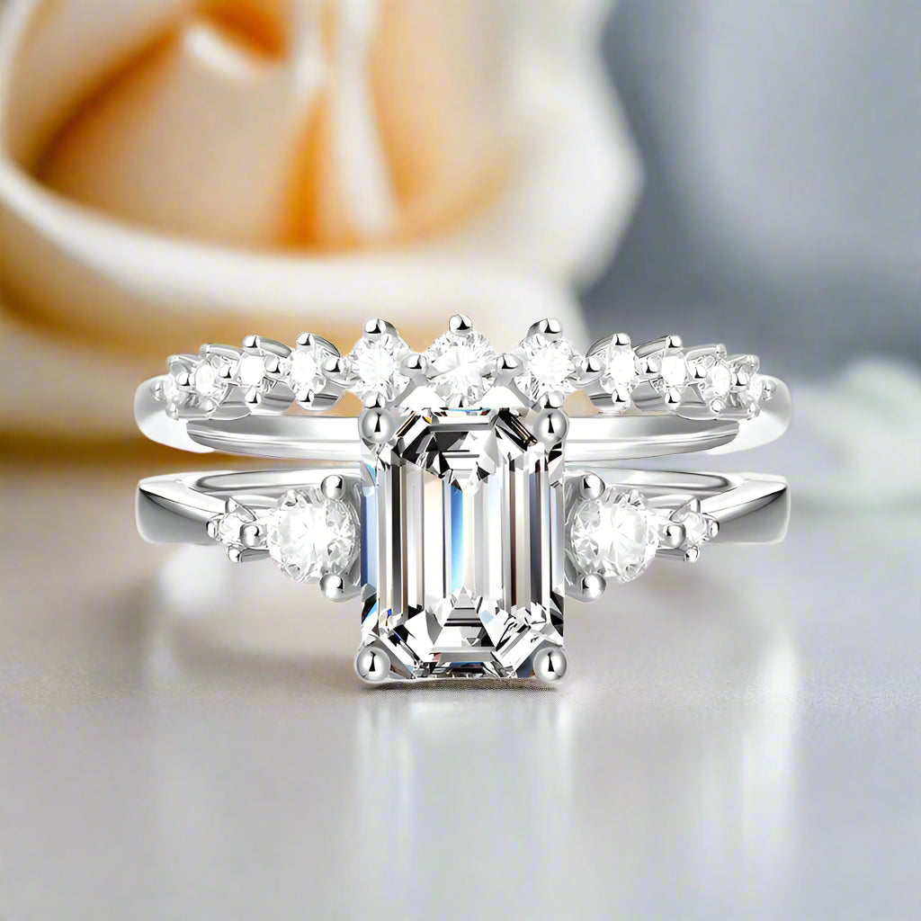 2ct Emerald Cut Diamond Ring Set-Black Diamonds New York