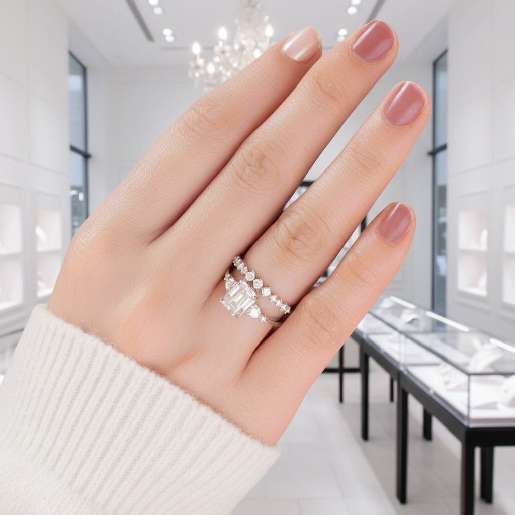 2ct Emerald Cut Diamond Ring Set-Black Diamonds New York