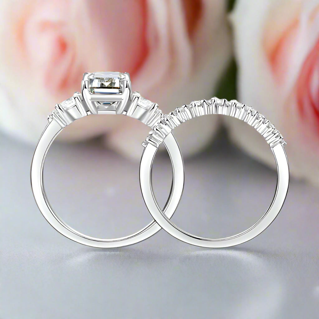 2ct Emerald Cut Diamond Ring Set-Black Diamonds New York