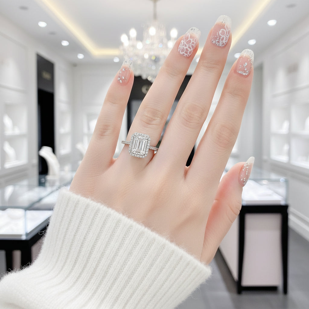2ct Emerald Cut Excellent Diamond Option Engagement Ring-Black Diamonds New York