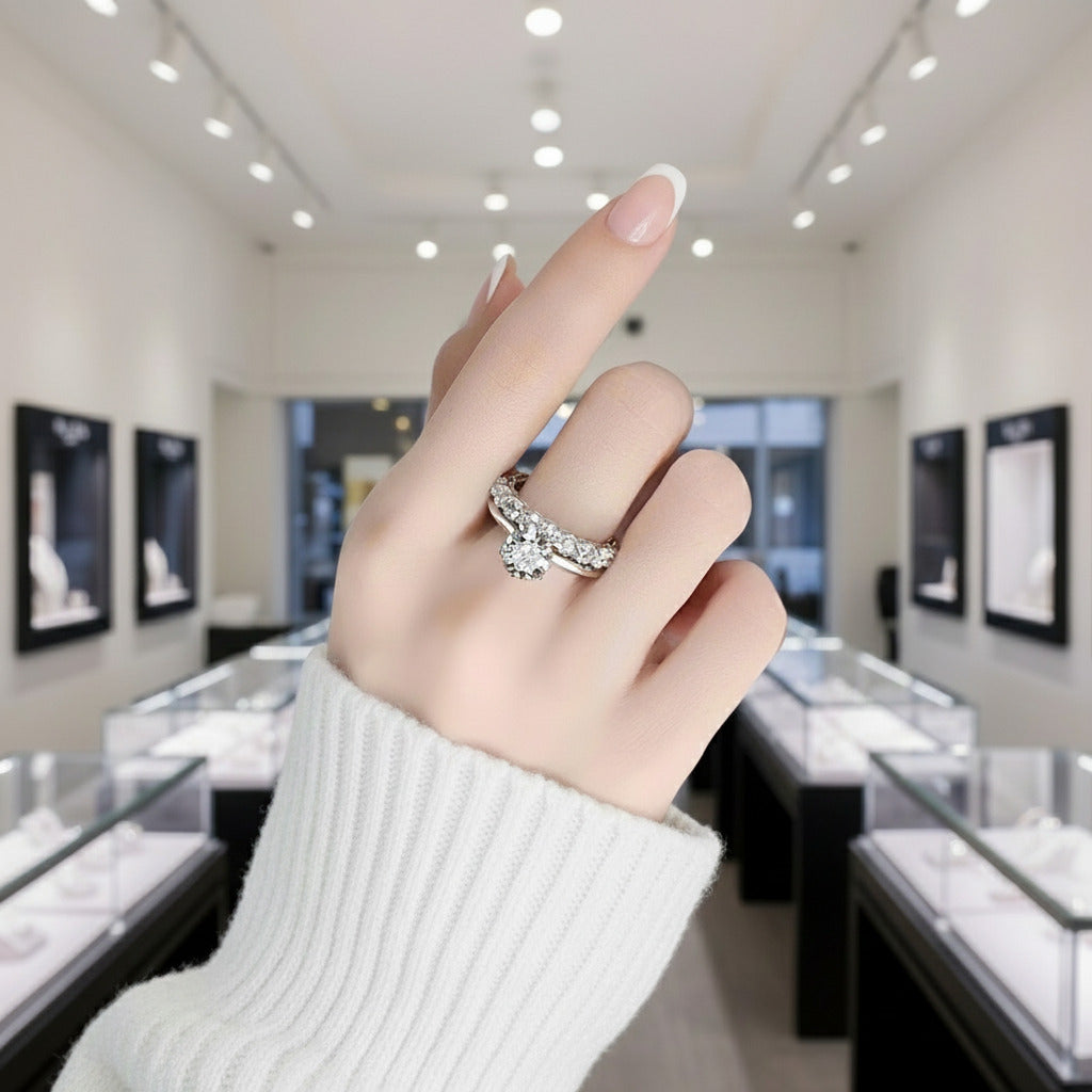 2ct Round Cut Diamond Option Bridal Ring Set-Black Diamonds New York