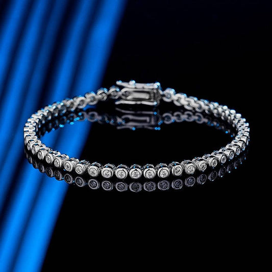2mm Round Cut Diamond Chain Bracelet-Black Diamonds New York
