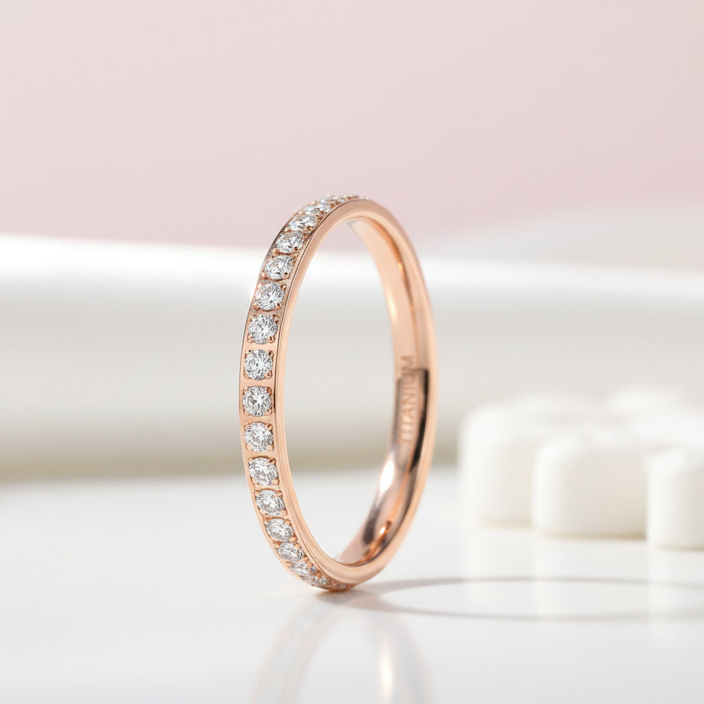 2mm Titanium Half Eternity Diamond Wedding Band-Black Diamonds New York