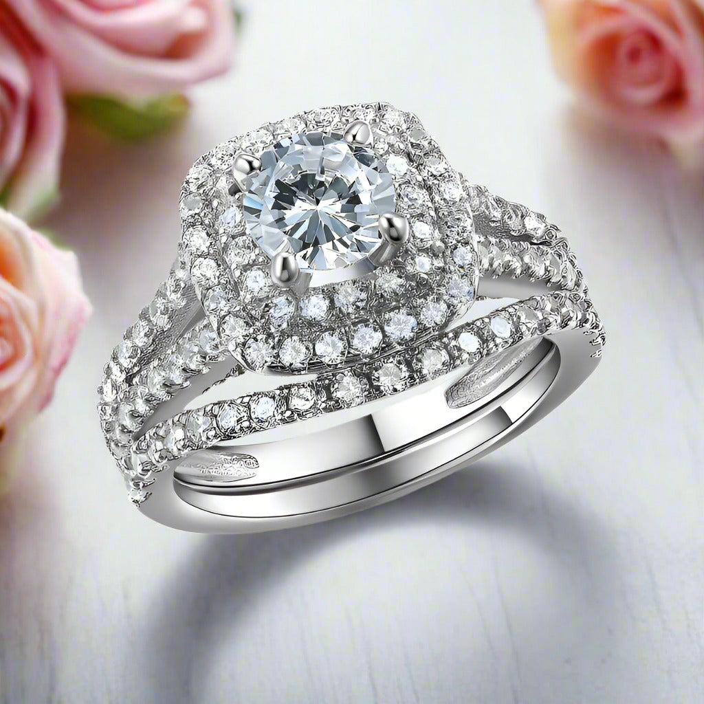 2PC Blue Side Stones Victorian Style Ring-Black Diamonds New York