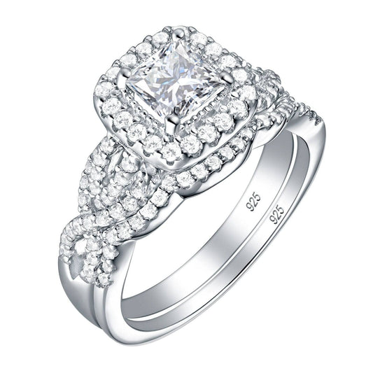 2Pcs 1.4Ct Princess Cut Zircon Ring - Black Diamonds New York