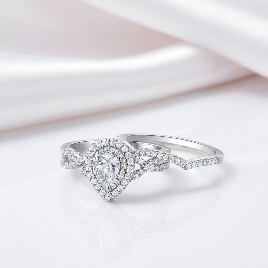 2Pcs 1.7Ct Pear Cut Diamond Option Ring-Black Diamonds New York