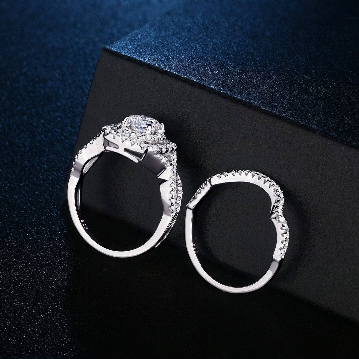 2Pcs 1.9Ct EVN Stone Ring Set-Black Diamonds New York