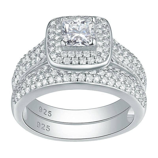 2Pcs 2.26 Ct Princess Cut EVN Stone Ring Set-Black Diamonds New York