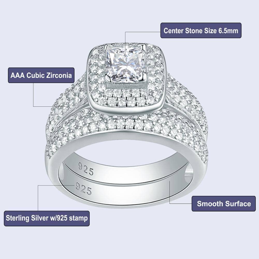 2Pcs 2.26 Ct Princess Cut Created Diamond Ring Set-Black Diamonds New York