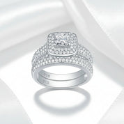 2Pcs 2.26 Ct Princess Cut Diamond Option Double Halo Ring Set-Black Diamonds New York